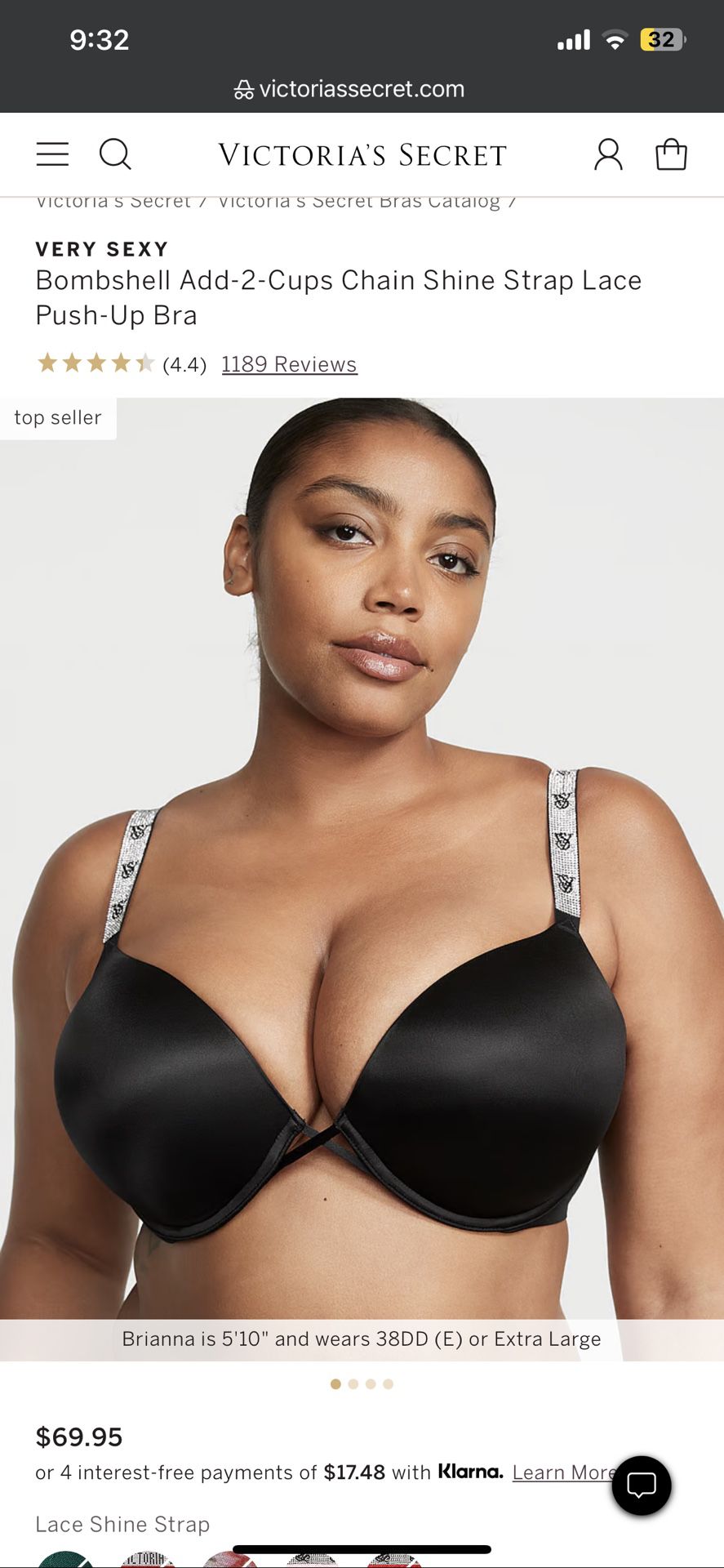 Bombshell Add-2-Cups Shine Strap Push-Up Bra Black 32C BRAND NEW for Sale  in Los Angeles, CA - OfferUp