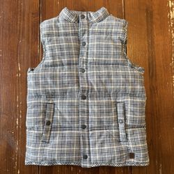 Janie and Jack Navy Vest with Gray Plaid Trim