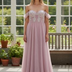 Beautiful Maniju Dress Long Embroidery  Lavender 