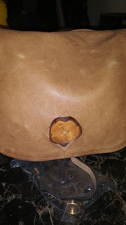 Leather hand bag with watch