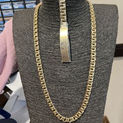 10k gold SOLID chino chain & bracelet combo deal for a good price. Chain: 26in 9mm Bracelet: 8in 9mm