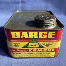 Vintage Barge All Purpose  Cement Advertising Tin Box - 5 3/4" x 4 1/2" x 2 3/4"