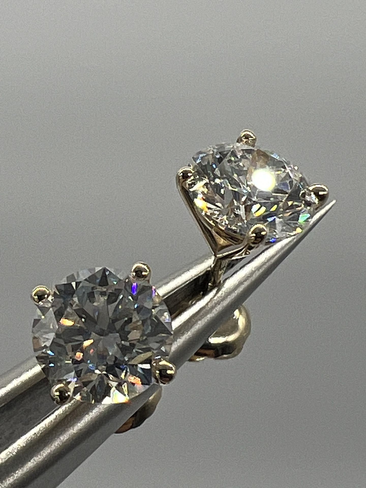2.00 CTW Solitaire Diamond Earrings Set In 14K Yellow Gold