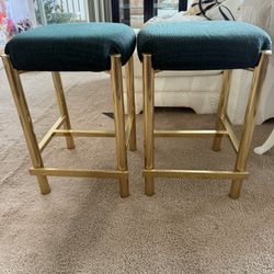 2 Brass Bar Stools 
