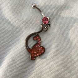 Baby Phat Belly Ring Vintage Pink Rhinestone 