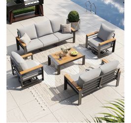 New, Aluminum Patio Furniture Set with Swivel Chairs