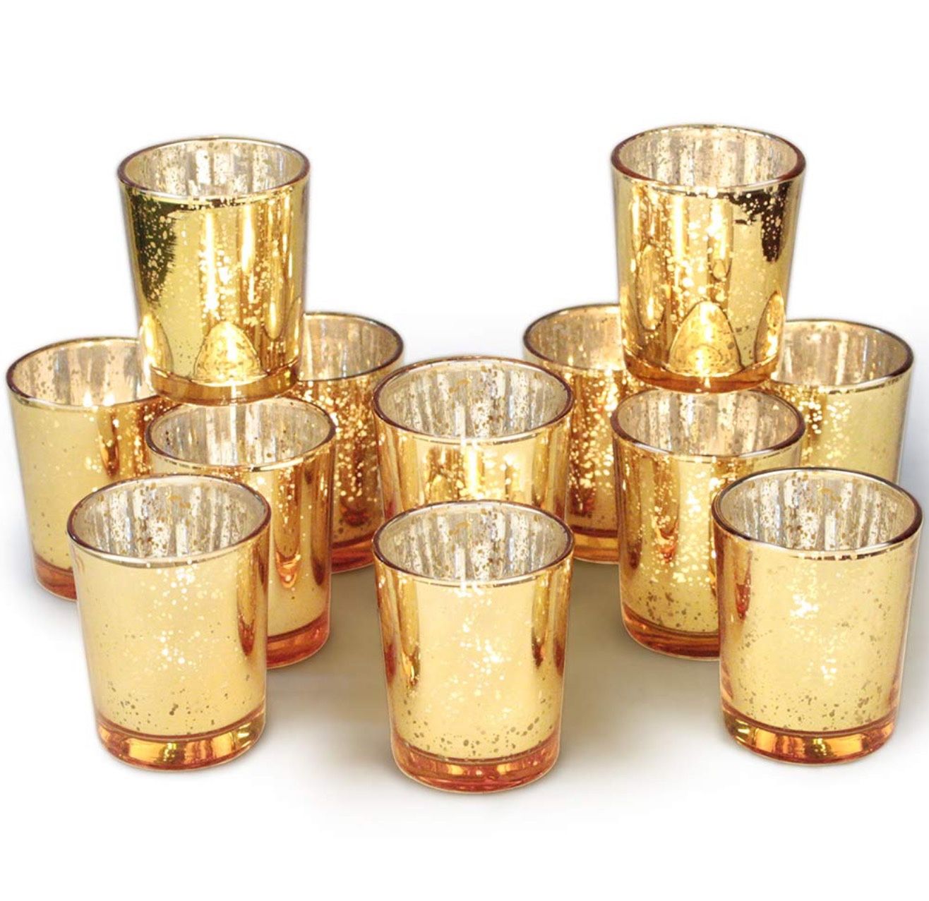Gold Votive Candle Holders, Mercury Glass Tealight Candle Holder Set of 18 for Wedding Decor & Home Decor