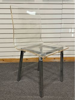 Clear Acrylic Lucite Chair Chrome Legs