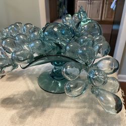Hand blown Vintage Glass Fruit & Bowl