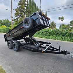 Heavy duty DUMP TRAILER 14X8X2 SCISSOR HOIST WITH RAMPS LED LIGHTS,8 LUGS AXLE TOOL BOX,SCISSOR HOIST 9 TONS FOR ANY QUESTION TEXT ME PLEASE HABLO ESP