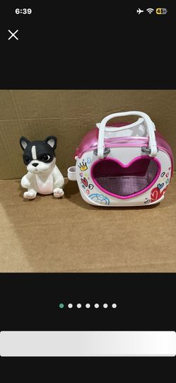 Little Live OMG Pets French Bulldog Pet Carrier Bag Puppy Dog Black White Pink