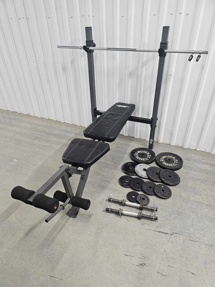 Standard Weight Bench with Bar and Weights