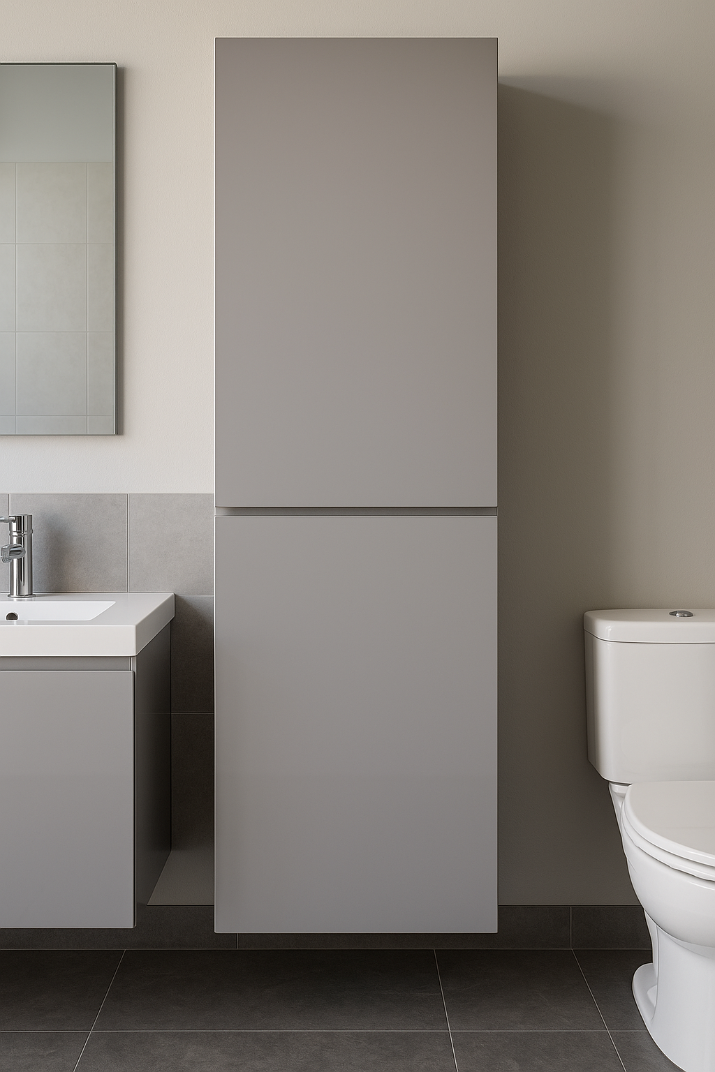 Bathroom vanity linen tower