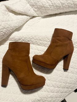 Brown Suede Platform Ankle Boots- size 7