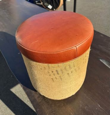 Burlap Coffee Sack W/ Leather Top