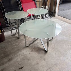 Glass Coffee And End Table Set