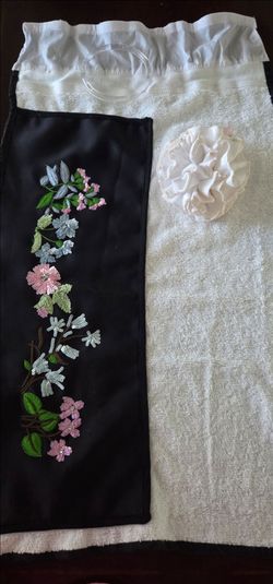 Black Satin Skirt with Floral Sequin Embroidery