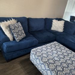 Living Room Sectional, Ottoman, Lamps & pics