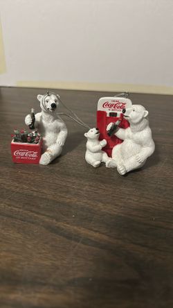 Coca Cola Polar Bear & Cub Soda Vending Machine Christmas Ornaments