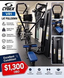 CYBEX VR1 Lat Pulldown Machine – 220 LB Stack – Commercial Gym