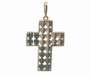 Men’s or Women’s 10k Yellow Gold 1” Inch Diamond Cut Heart Cross Pendant for Necklace GP3119382
