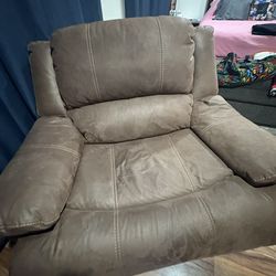 Brown suede recliners (electrical)