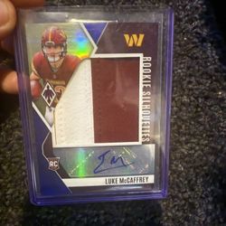 Luke Mccaffrey Rookie Auto/jersey Patch Card