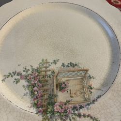 Beautiful white and platinum rimmed  Antique Dish
