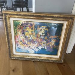 Professionally framed Leroy Neiman lion print 1971