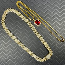 Chain And Ruby Gold Plated 14k Doesn't Loses Color 