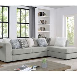 Gray Sectional Sofa With Pillows 