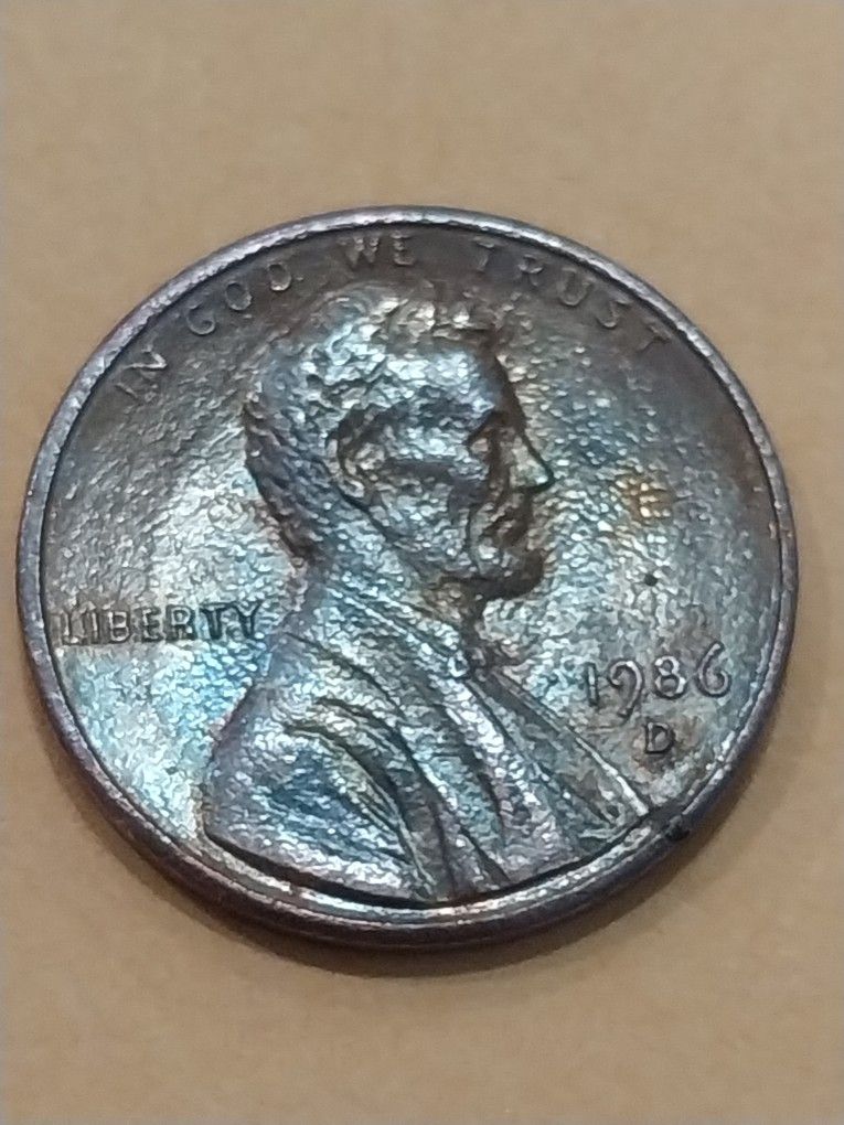 1986D One Cent Penny, FREE SHIPPING