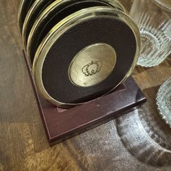 Crown Royal whiskey glasses (4) and crown Royal whiskey Coaster Set of 4