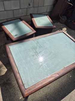 Set of 3 patio tables outdoor