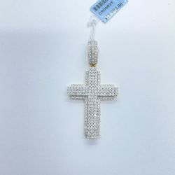 New 10k Solid Gold Diamond Cross Pendant 