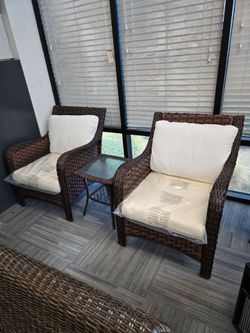 3 pieces patio chairs with coffee table.