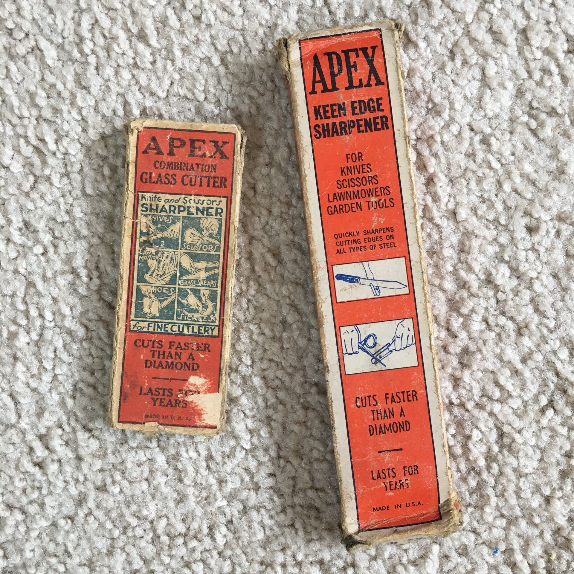 Vintage Apex Keen Edge Sharpener & Apex Combination Glass Cutter - 2 Items!!