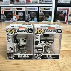 4K PIECE CHASE BITTY Bebop & Rocksteady 1" Funko Pops SDCC TMNT Ninja Turtles