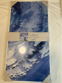EuroLUXE 3 Piece Abstract Blue Wall Art