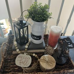 Farmhouse Coffee Table Tray Arrangement Centerpiece 