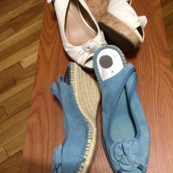 —2 PAIR-WOMEN’S SUMMER WEDGES PEEP TOE SANDALS 