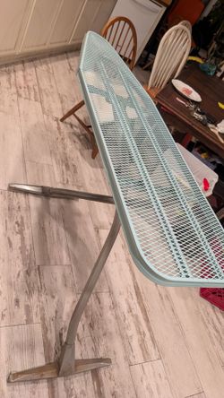 Rid-Jid Mid-century ironing board heavy duty folding iron vintage table MCM blue turquoise