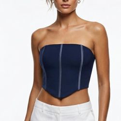 Kendall & Kylie Navy Blue Bustier Corset Top Feminine Romantic Layers XS