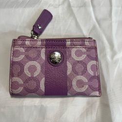 Lavender Coach Coin Card Wallet