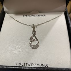 Silver Necklace With 1/10 Cttw Diamonds