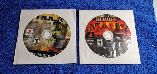 JUSTICE LEAGUE HEROES & INCREDIBLE HULK PS2 GAME DISC ONLY COMBO