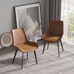 Upholstered Dining Chairs, Set of 4 - Brown