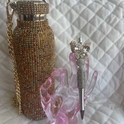 Bedazzled Water Bottle And Pen Set