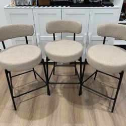 24'' Bar Stools Set of 3, for Kitchen Island. Beige
