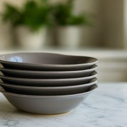 Mikasa Japan Vintage 1980s Color Classics Charcoal Gray Set Of 5 Bowls, 8x1.5”